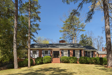 Inspiration for a mid-sized timeless red gable roof remodel in Birmingham