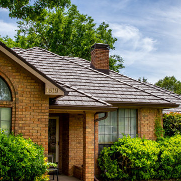 Brown shake roof provides instant curb appeal