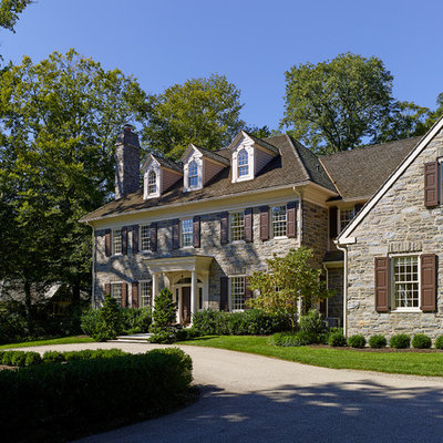 Elegant stone exterior home photo in Philadelphia