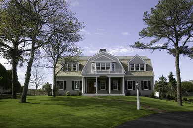 Elegant gray wood exterior home photo in Boston