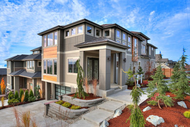 Gray three-story exterior home photo in Seattle