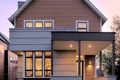 Contemporary brown exterior home idea in Indianapolis