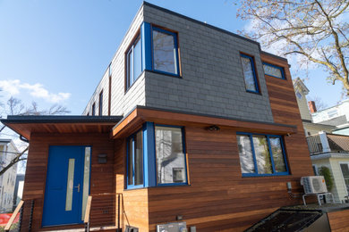 This is an example of a contemporary house exterior in Boston.