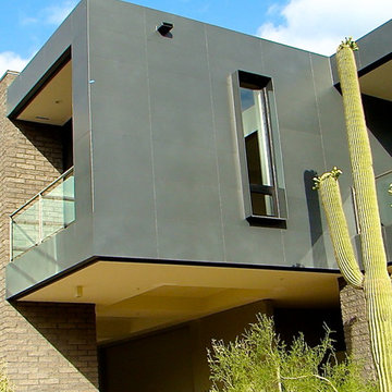 cantilevered volume  of the study with view of saguaro