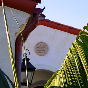 Cast Concrete Medallion on Spanish Style Entry tower