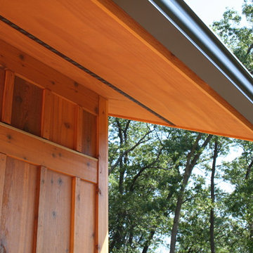 Cedar board and batten siding and soffit