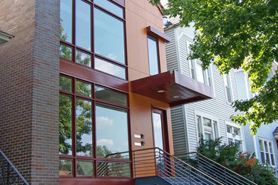 Example of a minimalist exterior home design in Chicago