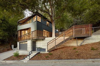 Contemporary gray two-story exterior home idea in San Francisco