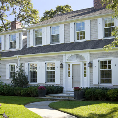Elegant two-story wood exterior home photo in Boston