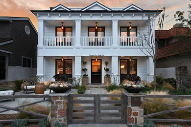Inspiration for a transitional exterior home remodel in Orange County