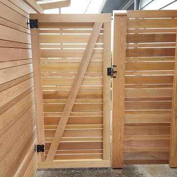 Clear Cedar fences, gates, shed, bin screen