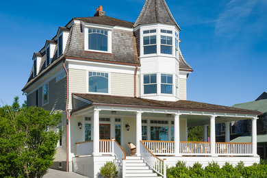 Inspiration for a victorian wood exterior home remodel in Providence