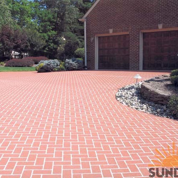 Colorful Driveway Concrete Floor Installations