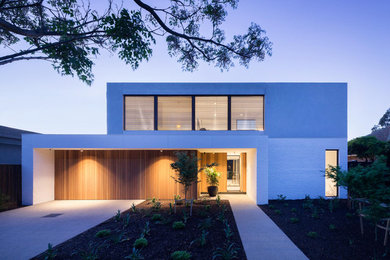 Idées déco pour une façade de maison contemporaine.