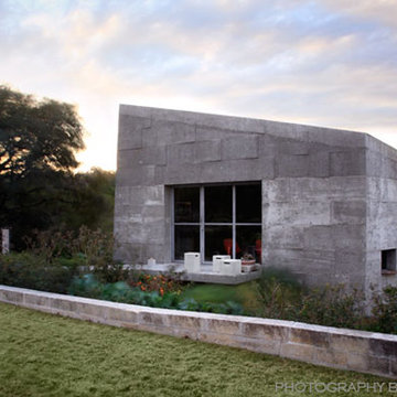 Concrete Studio Exterior at Dusk