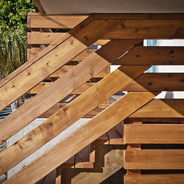 contemporary cottage | wood joinery railing detail