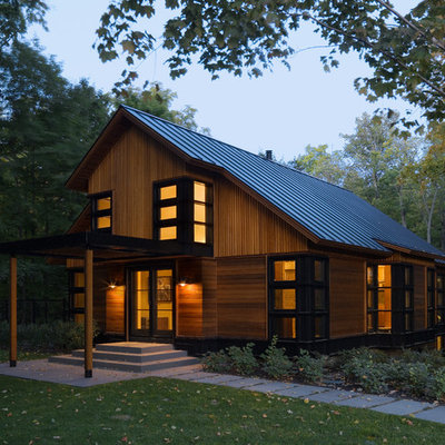 Trendy wood gable roof photo in Burlington