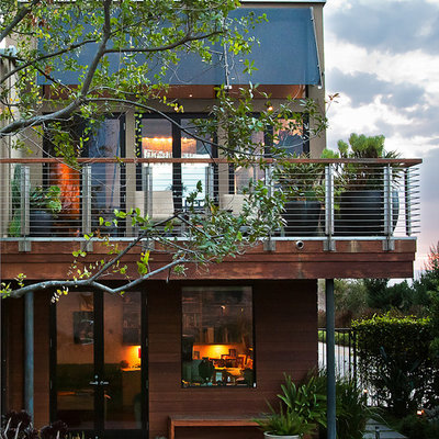 Example of a trendy wood exterior home design in San Francisco