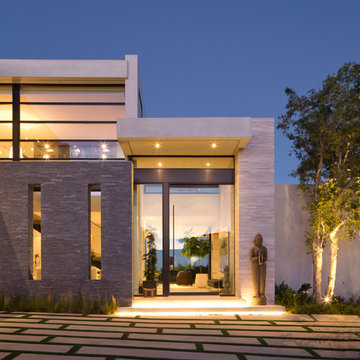 Contemporary Glass and Stone Entry