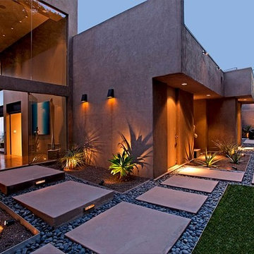 Cordell Drive Hollywood Hills modern home entry garden landscape design