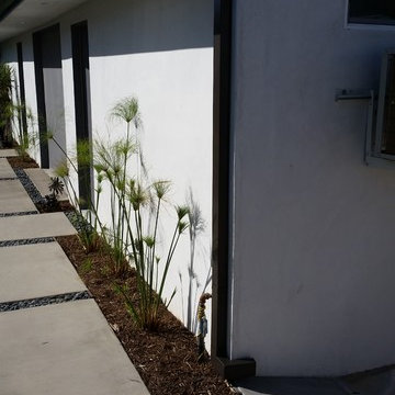 Costa Mesa, New Modern Home. Angle Face 5 inch Gutters, Smooth Downspouts.