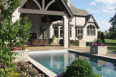 Covered porch and pool, private home Laurel Ridge