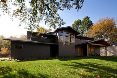Design ideas for a modern house exterior in Kansas City.