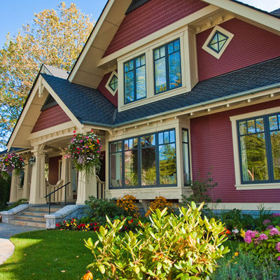 Arts and crafts red two-story exterior home photo in Vancouver