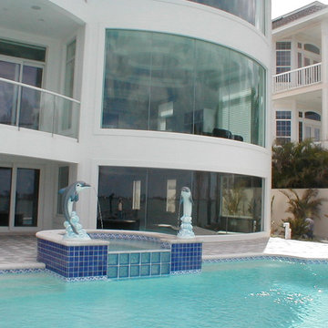 Curved Glass water front house, private residence