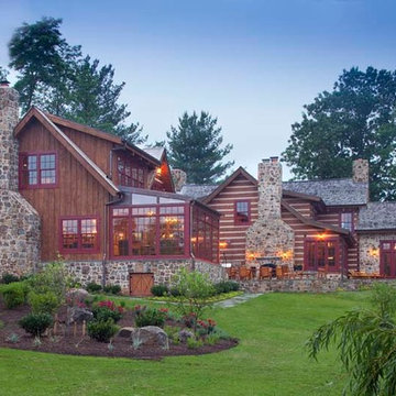 Custom Log Home with Stone