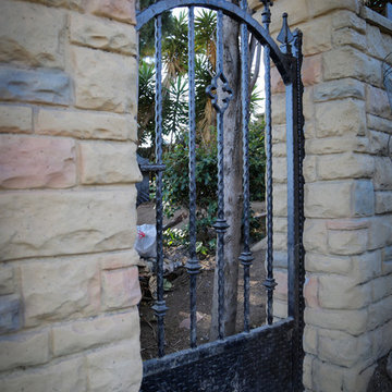 Custom stone work and iron gate