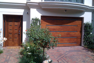 Custom Walnut Garage and Front Door