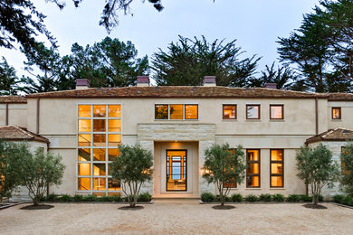 サンフランシスコにあるコンテンポラリースタイルのおしゃれな家の外観 (石材サイディング) の写真