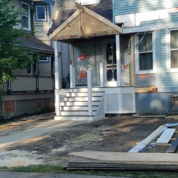 Deck framed, roof framing and waterproofed