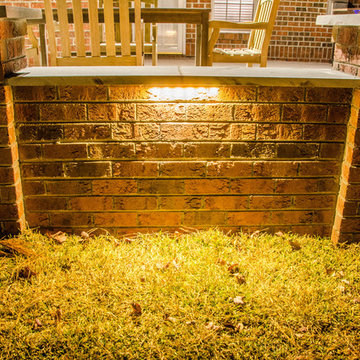 Decorative Concrete with Brick walls, fire pit & outdoor lighting