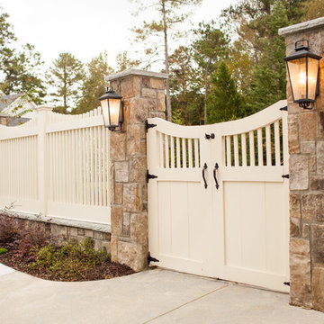 Decorative Gate & Fence with Stone Columns