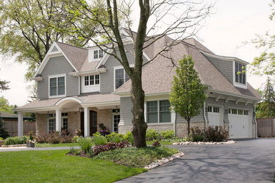 Example of a transitional exterior home design in Chicago