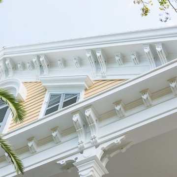 Detailed exterior trim restoration and painting
