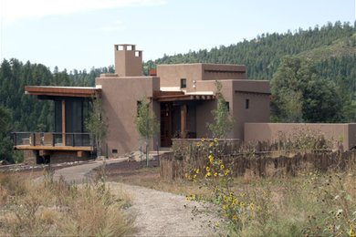 Inspiration for a southwestern exterior home remodel in Denver