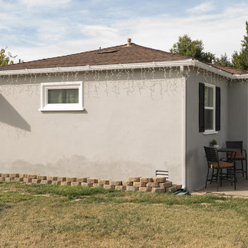 Side View of Gray Exterior Paint with White Trim