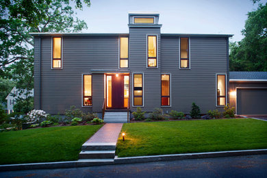 Design ideas for a contemporary house exterior in Boston.
