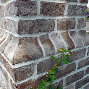 Entrance column of Savannah Grey handmade brick and shapes at Sea Pines