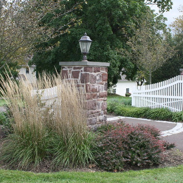 Entrance plantings, piers and gate