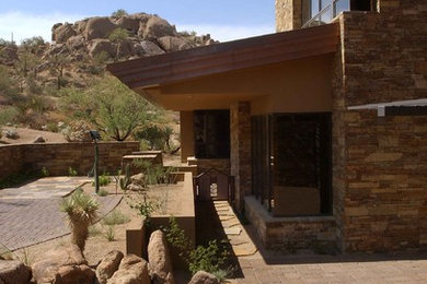 Design ideas for a bohemian house exterior in Phoenix.