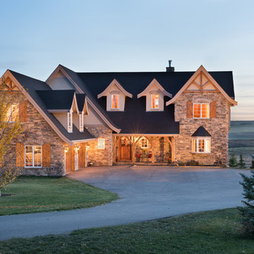 European Inspired Timber Frame Home - French Country Exterior