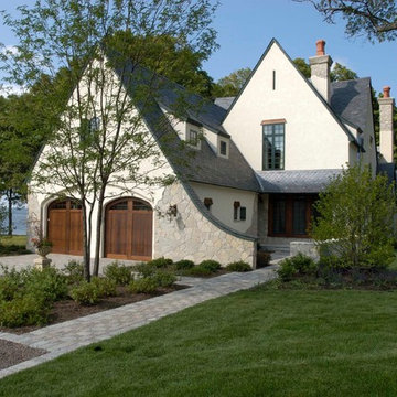 European Stone and Stucco Style Chateau with Slate Roof