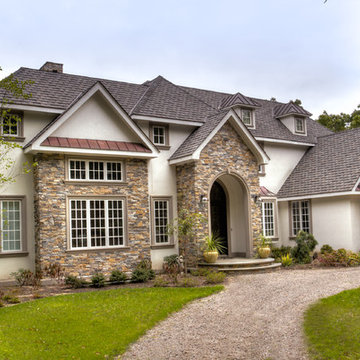 European Style Home with Natural Thin Stacked Stone Cladding