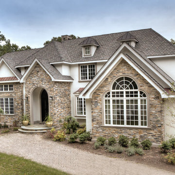 European Style Home with Natural Thin Stacked Stone Cladding