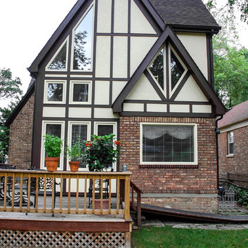 Evanston, IL Marvin Window & Hardie Stucco Siding Remodel Tudor Style