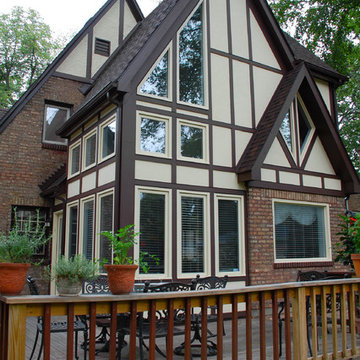 Evanston, IL Marvin Window & Hardie Stucco Siding Remodel Tudor Style